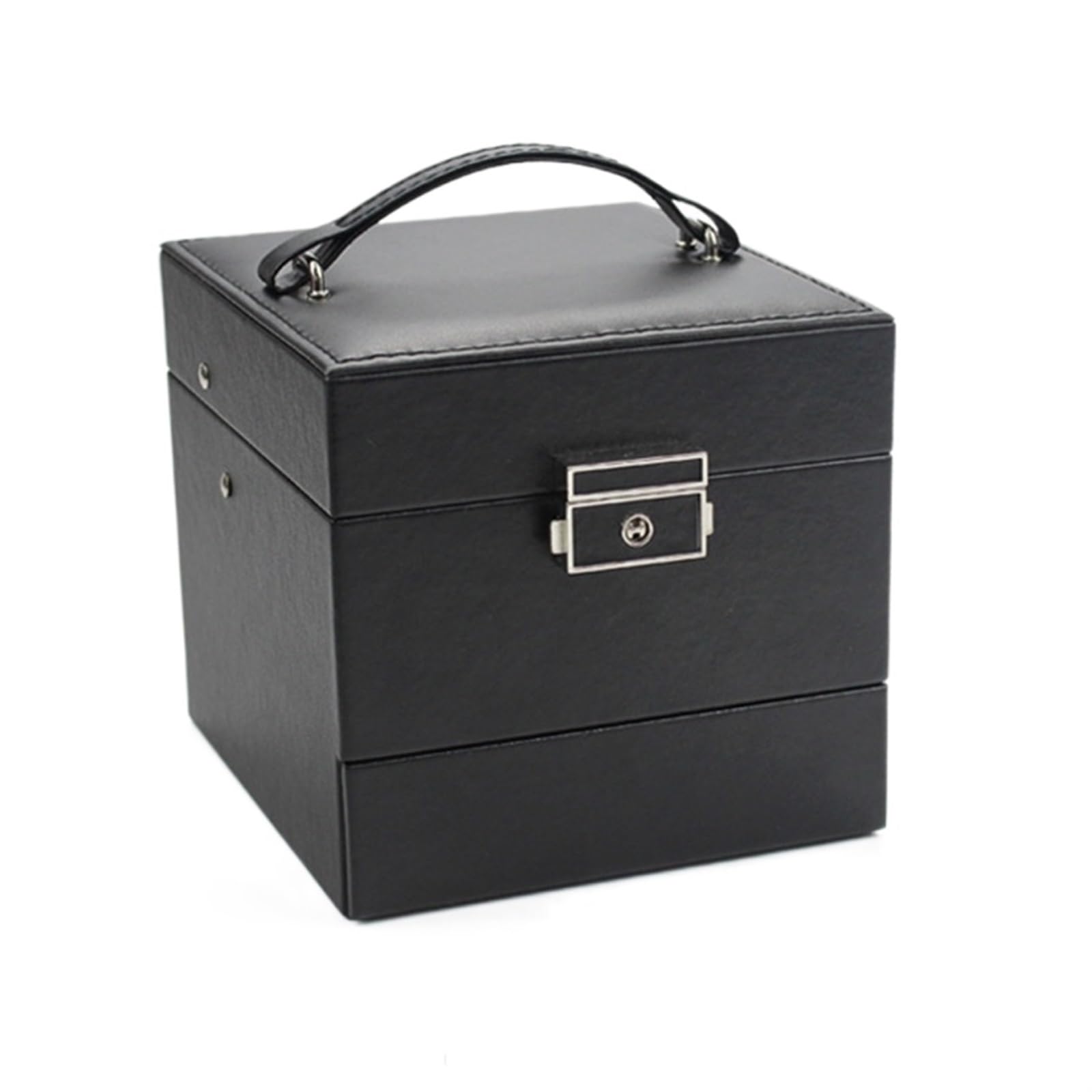 Portagioie Organizzatore di gioielli da viaggio portatile Organizzatore di gioielli di grande capacità Organizzatore cosmetico for gioielli con cassetti a tre livelli ( Color : Schwarz , Size : 13*13*