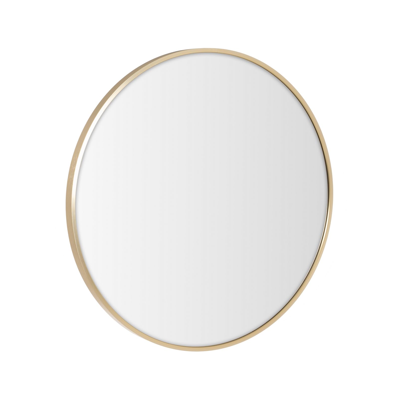 LOLAhome Espejo de Pared Redondo de 60cm con Borde de Aluminio Dorado de Estilo Moderno y Sencillo Adecuado para Decoración, Recibidor, Baño, Dormitorio, Tocador y Vestidor