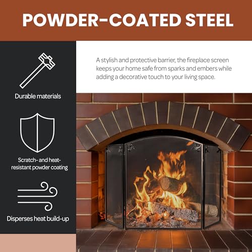 Puerta de chimenea Lavish Home con malla protectora antichispas 4