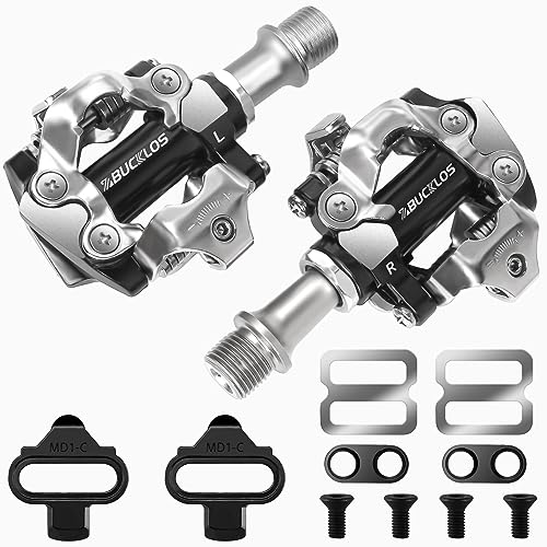 BUCKLOS SPD Clip Pedals PD-M760/M780 MTB Mountain Bike Clipless Dual Sided Pedals - Road Bike Spin Bike Sealed Bearing Bicycle Clips in Pedal Compatible with Shimano SPD Cleats (9/16' Aluminum)