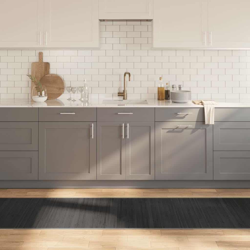Rechteckiger Teppich Grau 70 x 500 cm aus Bambus-Teppich Bambus-Teppich Holz rutschfeste Matte Läufer Bambusmatte Küche Bad