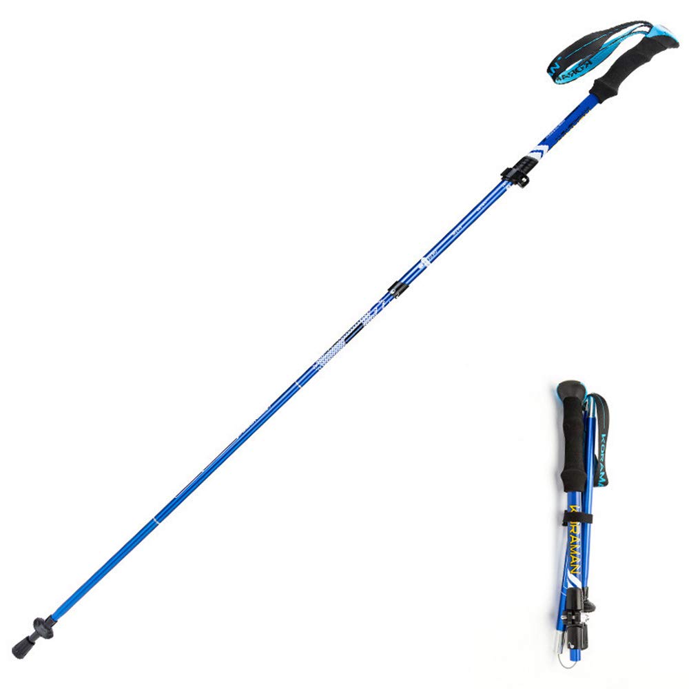 Kije trekkingowe 7075 aluminiowe składane, regulowane, ultralekki, zewnętrzny system zamykania, regulacja opaski na rękę, przechowywanie 33 cm, ergonomicznie zaprojektowany uchwyt EVA, niebieski