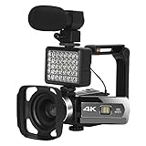 Zoom numérique 18X JOJIDE Camescope Numerique, Caméras vidéo 4K Flux Mise Point Automatique 4KMP caméscope numérique ralenti Microphone Vlog Enregistrement caméscope Webcam(No SD Card,Kit)