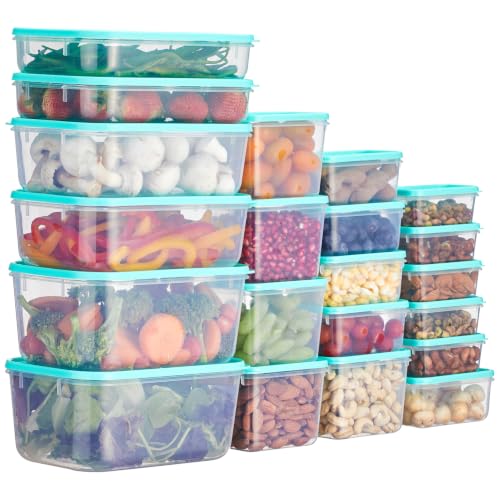 Image of Amazon Brand - Solimo Plastic Container Set with Airtight Lids | BPA-Free | Microwave & Dishwasher Safe | Kitchen Storage Containers | Set of 21