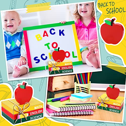 Image of Pinkunn 4 Pcs Back to School Table Decoration Wooden Apple Decorative Trays