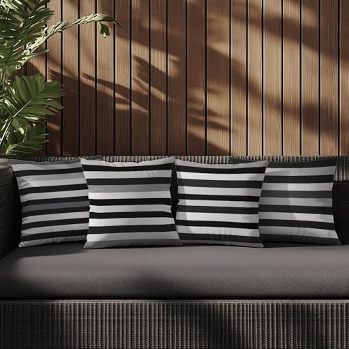 Housse coussin exterieur impermeable gris 65x65 cm rayé