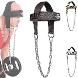 C.P.Sports Kopf und Nackentrainer One Size Schwarz | Nylon gepolstert, mit Kette & Karabiner | Verstellbarer Nacken Trainer/Head Harness für Fitness, Bodybuilding, Krafttraining, Kraftsport