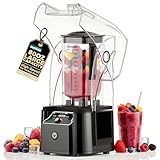 WantJoin Professional Commercial Blender With Shield Quiet Sound Enclosure 2200W Industries Strong and Quiet Professional-Grade Power, Self-Cleaning, Black
