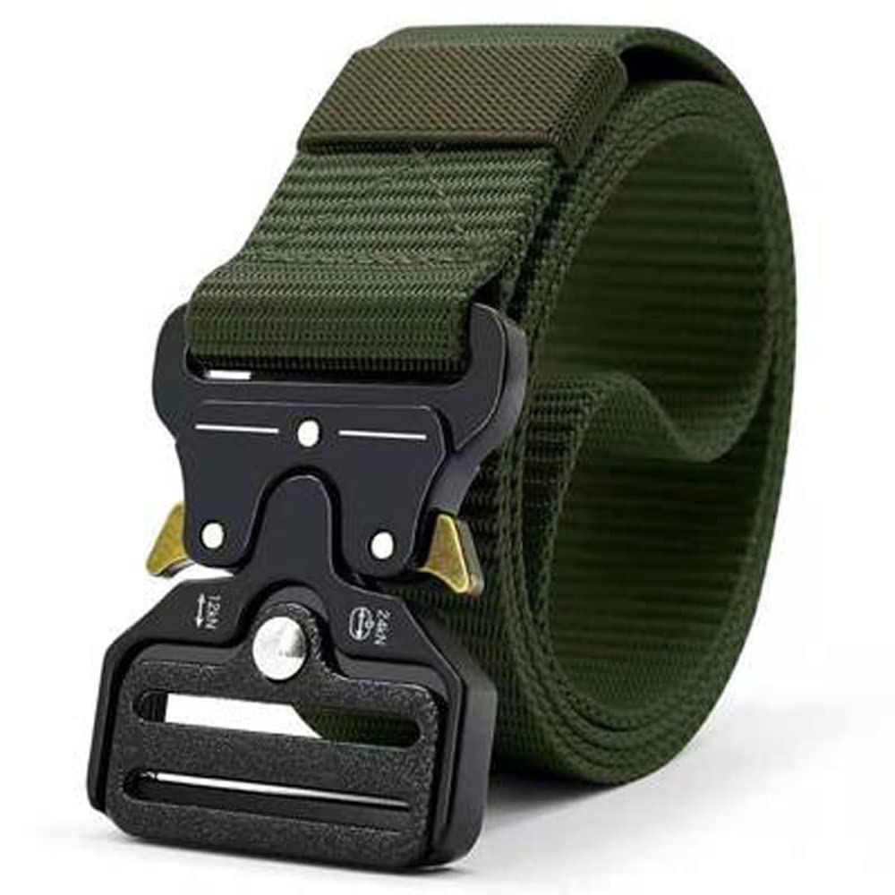 GEEWIN Tactical Belt Rescue Waistband Combat/Military Belt Nylon Webbing Riggers Belts, Heavy Duty handtools Belt with V-ring Buckle (Army Green)