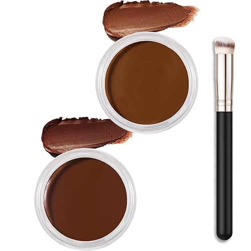 Kaely 2 piezas de abrillantador para debajo de los ojos, ocultar iluminar ojeras, kit de paleta de corrector de cobertura completa, juego de brochas