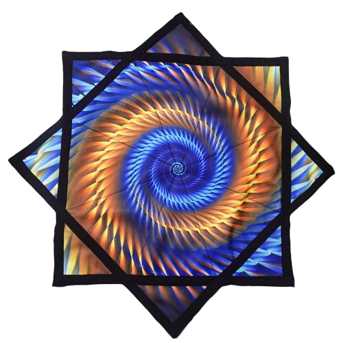 BVCY Flowstar Beginners Flow Star Spinning Cloth Easy to Rotate Sided Print Juggling and Skill Toy Fingertip Rotating Flow Toy Dapo Star Yellow&Blue (R02-style2)