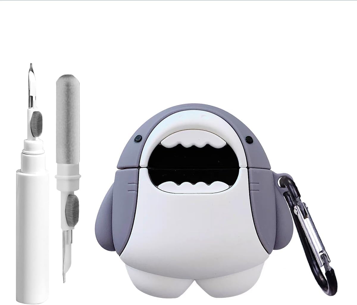 1Pcs Cute Shark Case for Airpod 4 Case Cover, Funny 3D Cartoon Kawaii Cool Cover with Cleaning Kit & Keychain for Teens Adults-image-37