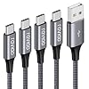 USB C-kabel, RAVIAD [4 stuks, 0.5m, 1m, 2m, 3m ] 3A snellaadkabel geschikt voor type C-apparaten, Samsung Galaxy S10/S9…
