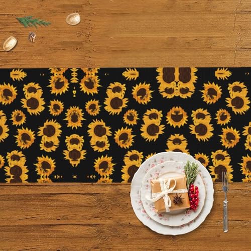 Chemin de table de ferme imprimé tournesols dorés pour table de cartes et basse - 6