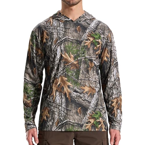 LOOGU Men’s Hunting Camo Shirt Lightweight, Camouflage Shirts for Men Long Sleeve Shirt for Fishing Hiking Camping