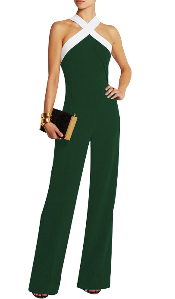 Women Cross Sleeveless Jumpsuit Long Pants Romper One Piece Jumper Evening Playsuit