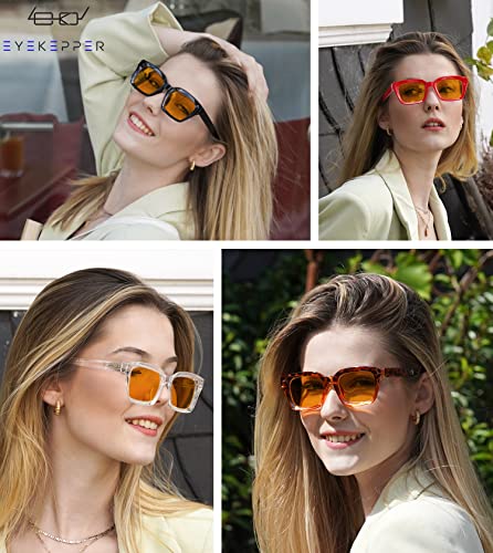 Image of Eyekepper 4 Pack Ladies Computer Glasses Oversized Square Design Blue Light Filter Readers Orange Tinted +0.75
