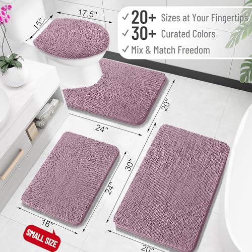 Image of OLANLY Large Bathroom Rugs 50x30, Extra Soft Absorbent Chenille Bath Rugs, Rubber Backing Quick Dry, Machine Washable Bath Mats for Bathroom Floor, Tub and Shower, Home Decor Accessories, Deep Plum
