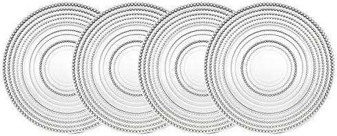 Godinger Glass Dinner Plates, Dinnerware Plate Set - Lumina,10.5", Set of 4
