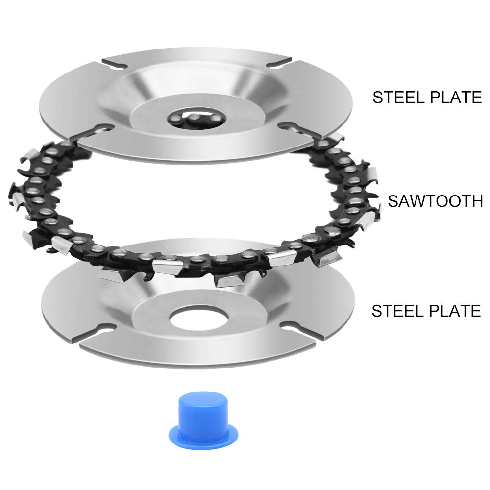 Wood Carving Disc Chain Saw Circlet,Stainless Steel,Double Saw Teeth,Anti-kickback Action,4 Inch 22 Teeth,5/8 Arbor,For 4"or 4-1/2" Angle Grinder 4