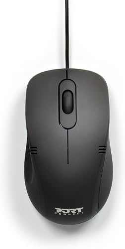 PORT Designs Mouse Office Budget Pro Wired Mouse for Windows and macOS USB-A 1000 DPI Optical Sensor - Black