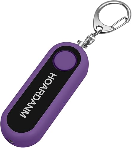 Alarma personal para mujeres, niñas, alarma de seguridad personal simple, luz estroboscópica LED extra, llavero de autodefensa de seguridad, cuernos