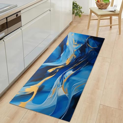 Tapis moderne en marbre bleu effet minéral chic de 120cm - 5