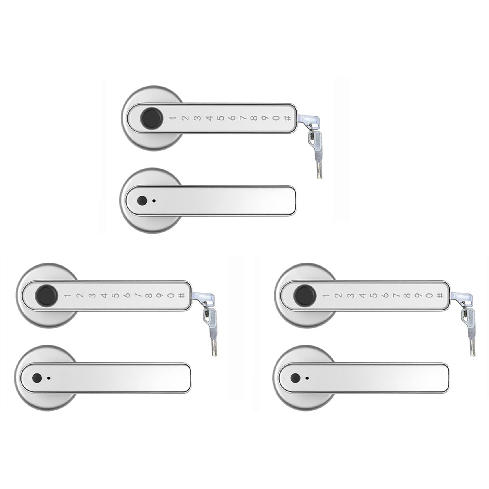 Jnchdghwa Silver 3X Smart Door Lock Keyless Entry Door Lock Keypad Door Lock With Handle,Fingerprint Door Lock With Tuya App Wifi Control