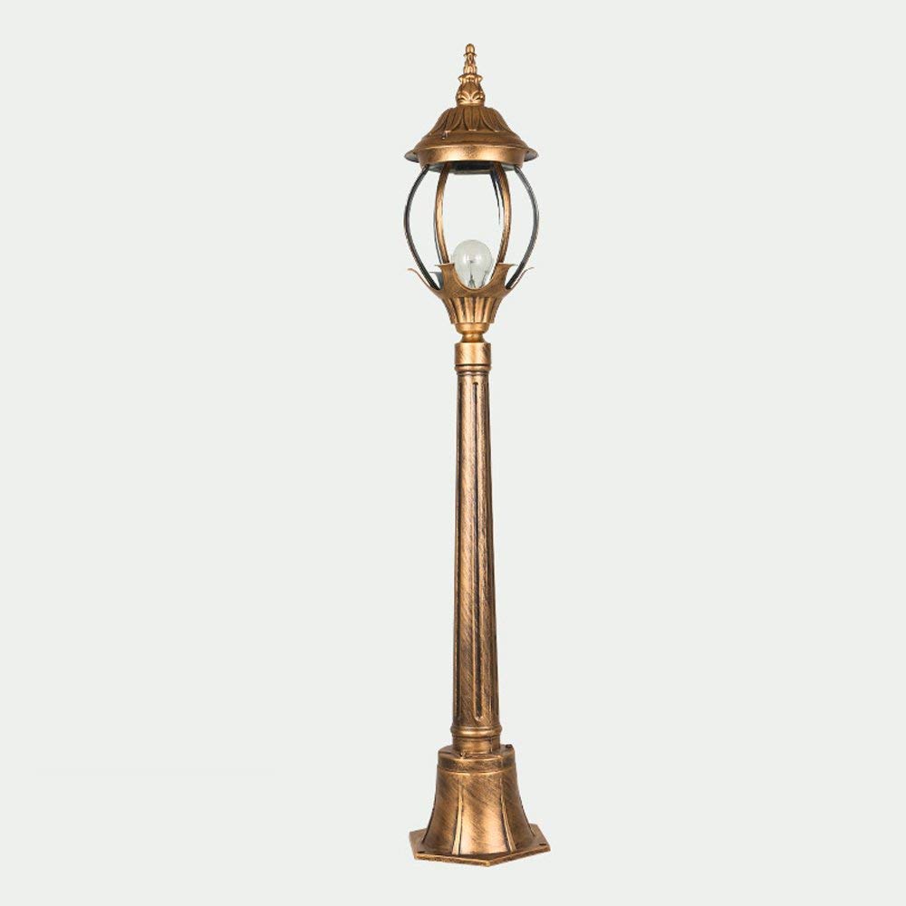 Europa Vintage Amerykańska Szklana Latarnia Zewnętrzna Ogród Trawnik Lampa Antyczne Aluminium IP54 Wodoodporna Kolumna Aluminiowa Metalowa Lampa Podłogowa Patio Balkon Tr,Bronze-140cm
