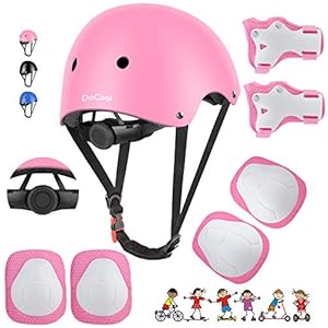 DaCool Kids Bike Helmet Set Skateboard Knee Pads – Kids Helmet Elbow Pads Wrist Guards Adjustable for 3~10yrs Girl Boy…