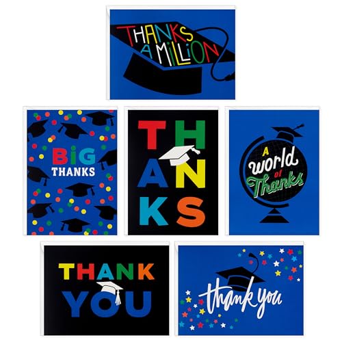 Hallmark Bulk Graduation Thank You Cards (48 Thank You Notes with Envelopes) Blue and Black