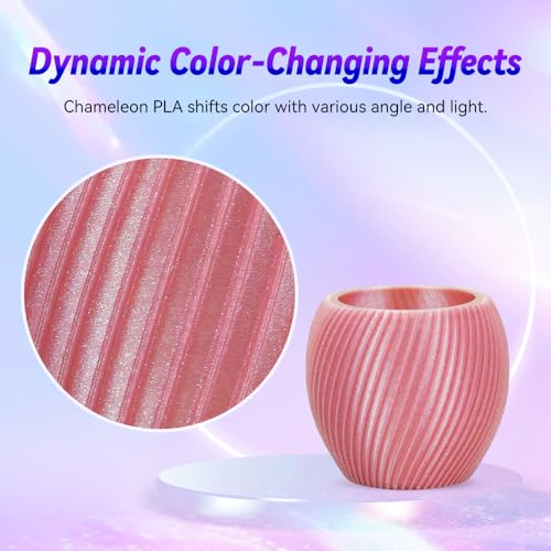 Image of FLASHFORGE 3D Printer Filament Chameleon PLA Color Shift Filament 1.75mm, Changes Color with Light and Angles, 1KG Spool (2.2lbs), Dimensional Accuracy + /- 0.02mm for FDM 3D Printers (Rose Quartz)