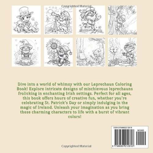 Leprechaun Coloring Book: 50 Fantastic Illustrations with Happy and Cute Leprechaun to Color in