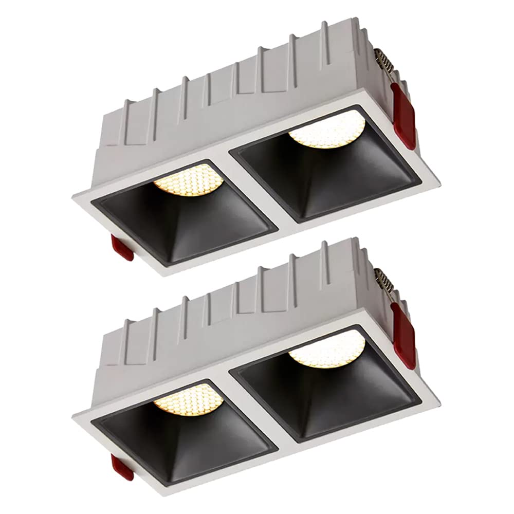 GTHTUHFD Pack Dual Head Recessed Ceiling Lights Flush Mount Honeycomb Anti-Glare Downlight Retrofit Eyeball Spotlights Wall 14W/24W Rectangular Molding Lights, 3000K/4000K/6,24w-4000k