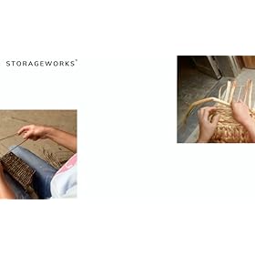 StorageWorks 3-Section Wicker Baskets for Shelves, Hand-Woven Water Hyacinth Storage Baskets, 2-Pack 51R915RemwL