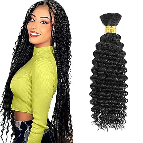 Cheveux naturels deep wave pour tresses boho de qualité premium 100g 18 pouces noir naturel #1B