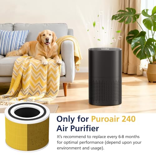 Image of 240 Filter Replacement for Puroair 240 Air Purifier, 240 Filter for Puro, High-efficiency Activated Carbon, 2 Pack, Yellow