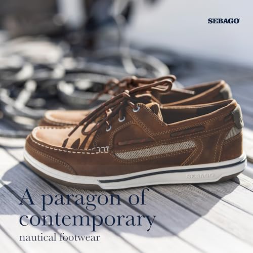 Sebago Triton Three Eyelets FGL Boat Shoes - Waxed Leather Moccasins with Breathable Mesh Lining, Comfy EVA Insole, and Strobel-Attached Rubber Outsole4