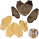 Generisch 2SETS Couple Holding Hands Gloves Couple Mittens Knitted Couples Hand Holding Mittens (2 Sets-A,One Size)