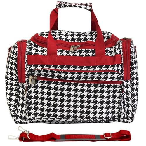 Image of World Traveler 81T16-606-R Duffle Bag, One Size, Red Trim Houndstooth