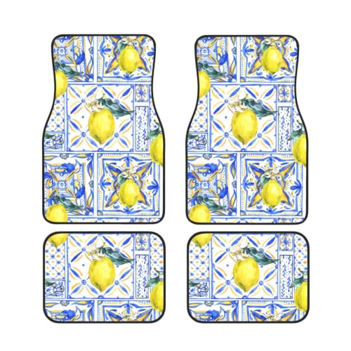 Alfombrillas para coche antideslizantes de neopreno juego de 4 alfombrillas de tinta azul limón