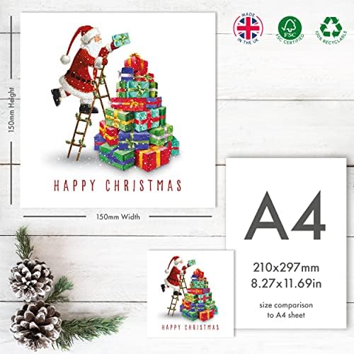 The Heritage Press Santa Christmas Cards for Family and Friends - Made in UK - Pack of 8