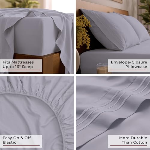 Image of Mellanni Twin Sheets Set - 3 PC Iconic Collection Bedding | Hotel Luxury, Extra Soft, Cooling Bed Sheets - Wrinkle, Fade, Stain Resistant (Twin, Lavender)