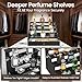 MODOWEY Perfume Organizer Cologne Holder Stand for Men, Wooden Wide-Spaced Shelf with Drawer, 5 Tier Large Capacity Storage Rack for Dresser Countertop, for a Neat, Accessible Fragrance Display, Black