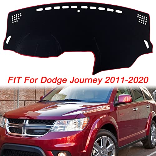 Keegtbox Dash Mat Cover Custom Interior Center Console Compatible With Dodge Journey 2011 2012 2013 2014 2015 2016 2017 2018 2019 2020 Dashboard Mat Covers Accessories (Red Rim) #TOP1