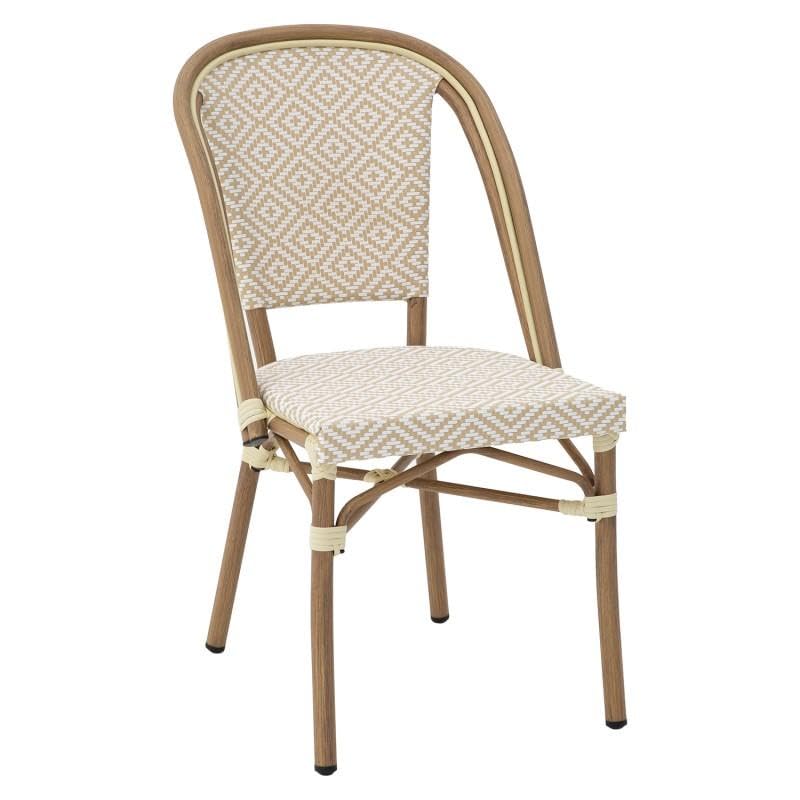 Chaise d'extérieur en aluminium beige et textilène résistant pour salon de jardin