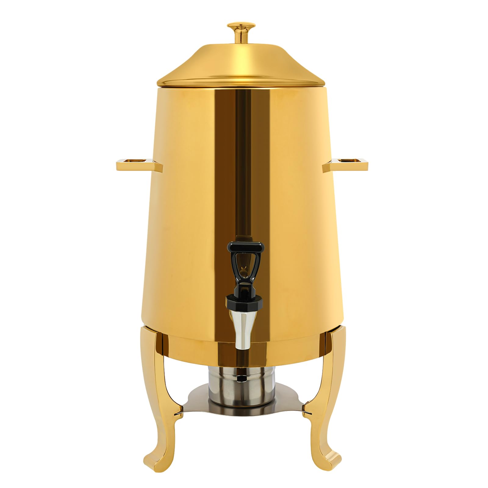 3.43Gallon Stainless Steel Hot Beverage Dispenser,Coffee Chafer Urn with Spigot&Fuel Holder,Cold&Hot Drinks Dispenser for Milk Coffee Tea Juice - Parties Catering Buffet Event (Gold)