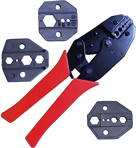 Nikang Crimpzange Set mit 4 Wechselbacken für Koax Stecker, Koaxialkabel Presszange für BNC TNC SMA UHF PL259 N F ST SC usw. RF-Anschluss
