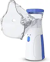 Nebulizador Portátil Ultrassônico Inalador USB Recarregável Silencioso com Tecnologia Mesh Compacto para Crianças Adultos e Idosos Cor Branco e Azul