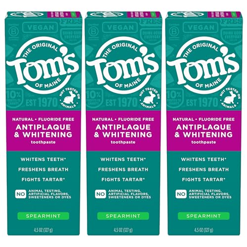 Tom’s of Maine Antiplaque and Whitening Fluoride Free Toothpaste, Spearmint 3-Pack の商品画像 8